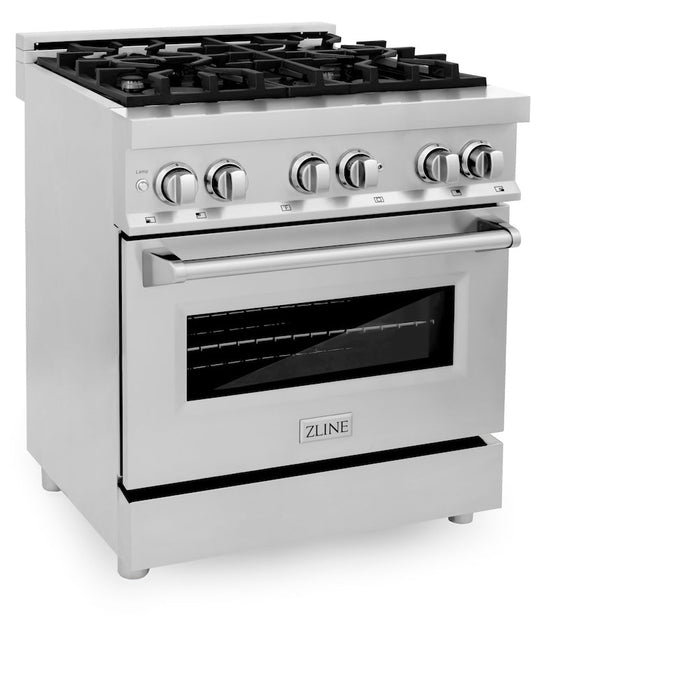 ZLINE 30 in. Kitchen Package with Stainless Steel Dual Fuel Range and Convertible Vent Range Hood (2KP-RARH30)