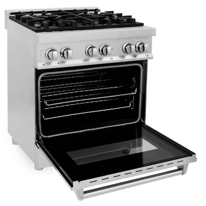 ZLINE 30 in. Kitchen Package with Stainless Steel Dual Fuel Range and Convertible Vent Range Hood (2KP-RARH30)