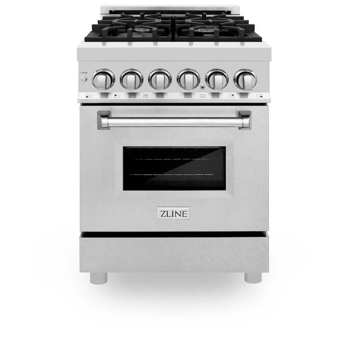 ZLINE 24 in. 2.8 cu. ft. Legacy Dual Fuel Range with 4 Burner Gas Cooktop and Electric Convection Oven in Stainless Steel with DuraSnow® Door (RA-SN-24)