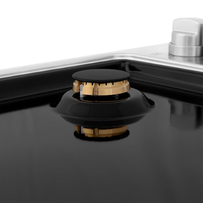 ZLINE 30 in. Gas Cooktop with 4 Gas Brass Burners and Black Porcelain Top (RC-BR-30-PBT)