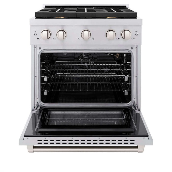 ZLINE 30 in. 4.2 cu. ft. Paramount Gas Range with Convection Gas Oven in Stainless Steel with 4 Brass Burners (SGR-BR-30)