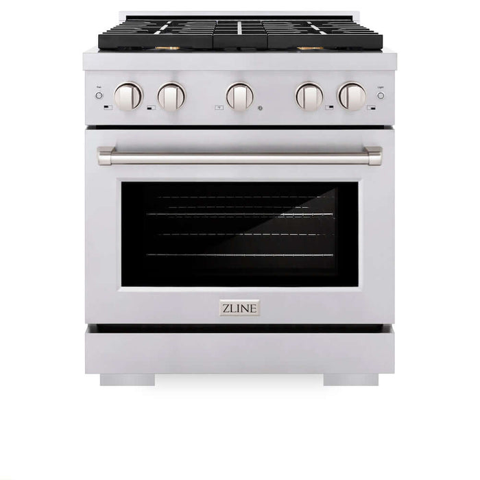 ZLINE 30 in. 4.2 cu. ft. Paramount Gas Range with Convection Gas Oven in Stainless Steel with 4 Brass Burners (SGR-BR-30)