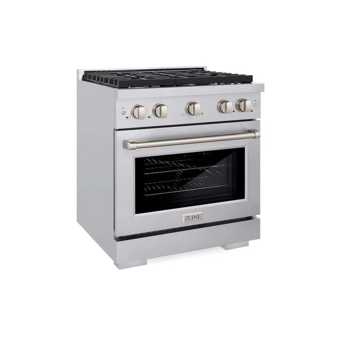 ZLINE 30 in. 4.2 cu. ft. Paramount Gas Range with Convection Gas Oven in Stainless Steel with 4 Brass Burners (SGR-BR-30)