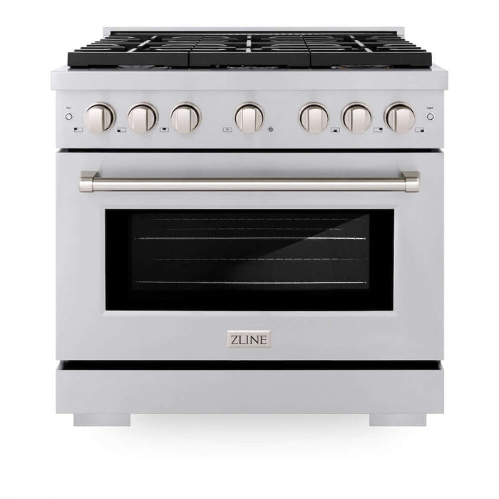 ZLINE 36 in. 5.2 cu. ft. Paramount Gas Range with Convection Gas Oven in Stainless Steel with 6 Brass Burners (SGR-BR-36)