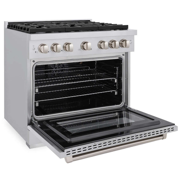 ZLINE 36 in. 5.2 cu. ft. Paramount Gas Range with Convection Gas Oven in Stainless Steel with 6 Brass Burners (SGR-BR-36)