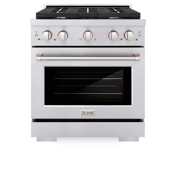 ZLINE 30 in. 4.2 cu. ft. Paramount Gas Range with 4 Burner Cooktop and Convection Gas Oven in Stainless Steel (SGR30)