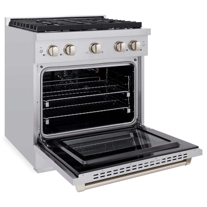 ZLINE 30 in. Kitchen Package with Stainless Steel Gas Range, Convertible Vent Range Hood and Tall Tub Dishwasher