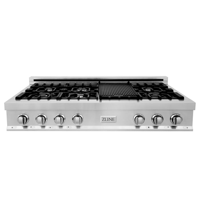 ZLINE 48 in. Porcelain Gas Rangetop with 7 Gas Burners and Griddle (RT-GR-48)