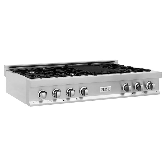 ZLINE 48 in. Porcelain Gas Rangetop with 7 Gas Burners and Griddle (RT48)