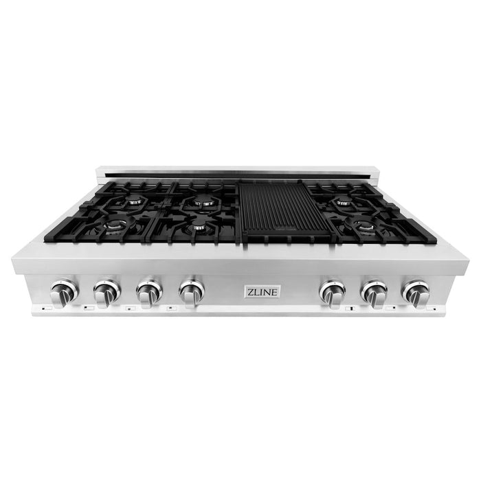 ZLINE 48 in. Porcelain Gas Rangetop with 7 Gas Burners and Griddle (RT48)