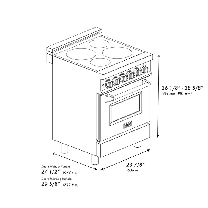 ZLINE 24 in. 2.8 cu. ft. Induction Range with a 4 Element Stove and Electric Oven in White Matte (RAIND-WM-24)