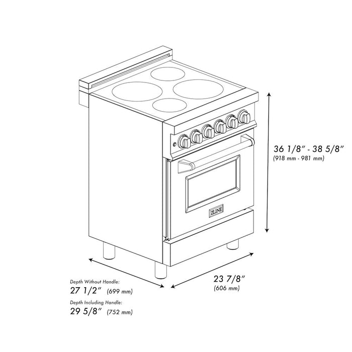 ZLINE 24 in. 2.8 cu. ft. Induction Range with a 4 Element Stove and Electric Oven in Stainless Steel (RAIND-24)