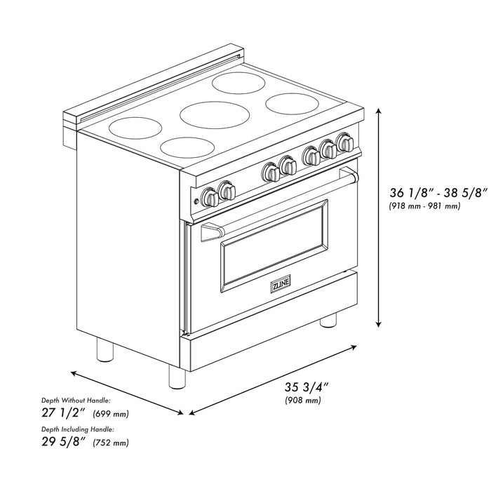 ZLINE 36 in. 4.6 cu. ft. Induction Range with a 5 Element Stove and Electric Oven in White Matte (RAIND-WM-36)