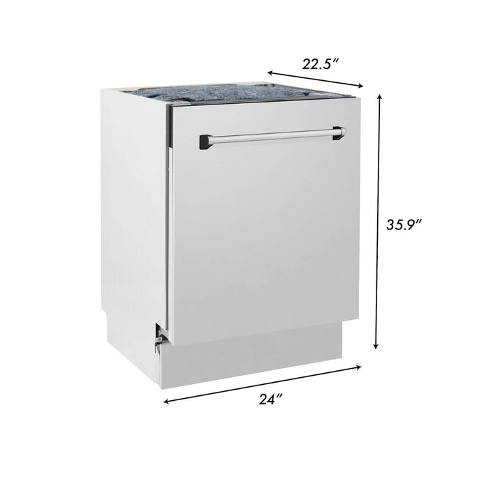 ZLINE Kitchen Package with Refrigeration, 30 in.  Stainless Steel Gas Range, 30 in.  Traditional Over The Range Microwave and 24 in.  Tall Tub Dishwasher (4KPR-SGROTRH30-DWV)