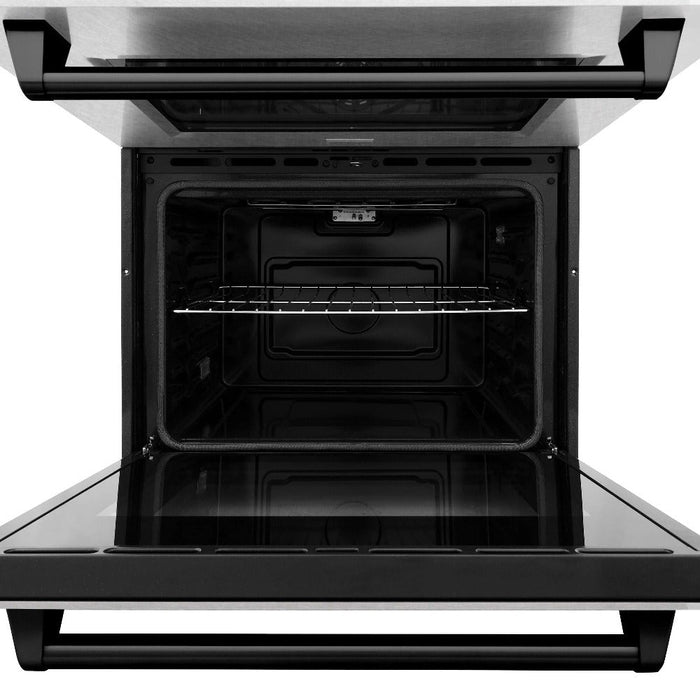 ZLINE Autograph Edition 30 in. Electric Double Wall Oven with Self Clean and True Convection in DuraSnow® Stainless Steel and Matte Black Accents (AWDSZ-30-MB)