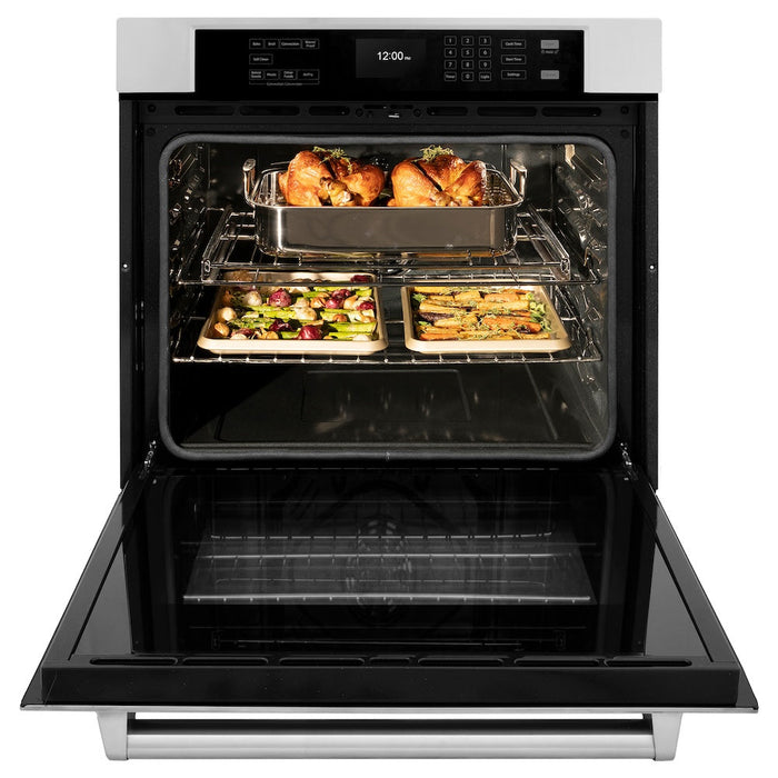 ZLINE Kitchen Package with Refrigeration, 30 in. Stainless Steel Rangetop, 30 in. Single Wall Oven, 30 in. Microwave Oven (4KPR-RT30-MWAWS)