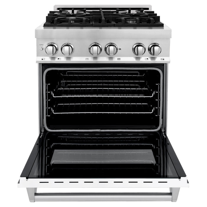 ZLINE 30 in. 4.0 cu. ft. Dual Fuel Range with Gas Stove and Electric Oven in Stainless Steel with White Matte Door (RA-WM-30)