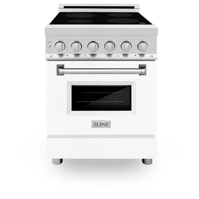 ZLINE 24 in. 2.8 cu. ft. Induction Range with a 4 Element Stove and Electric Oven in White Matte (RAIND-WM-24)