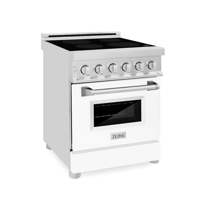 ZLINE 24 in. 2.8 cu. ft. Induction Range with a 4 Element Stove and Electric Oven in White Matte (RAIND-WM-24)