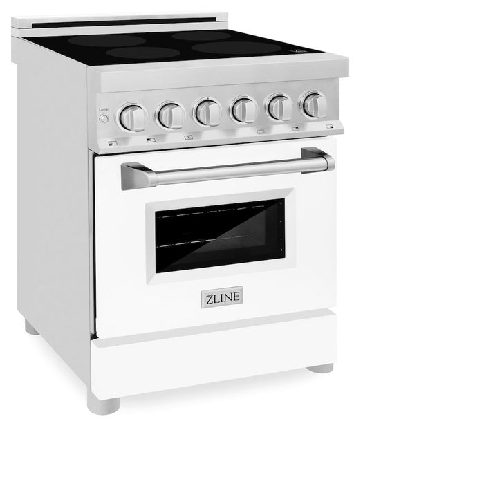 ZLINE 24 in. 2.8 cu. ft. Induction Range with a 4 Element Stove and Electric Oven in White Matte (RAIND-WM-24)