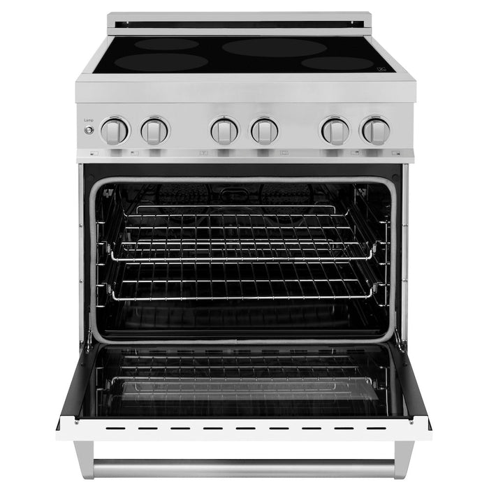 ZLINE 30 in. 4.0 cu. ft. Induction Range with a 4 Element Stove and Electric Oven in White Matte (RAIND-WM-30)