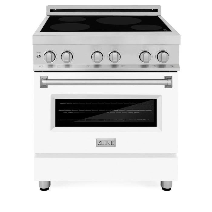 ZLINE 30 in. 4.0 cu. ft. Induction Range with a 4 Element Stove and Electric Oven in White Matte (RAIND-WM-30)