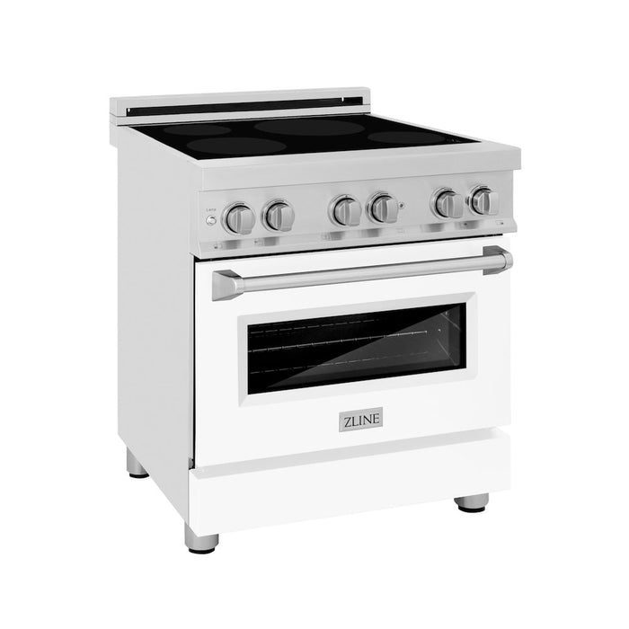 ZLINE 30 in. 4.0 cu. ft. Induction Range with a 4 Element Stove and Electric Oven in White Matte (RAIND-WM-30)