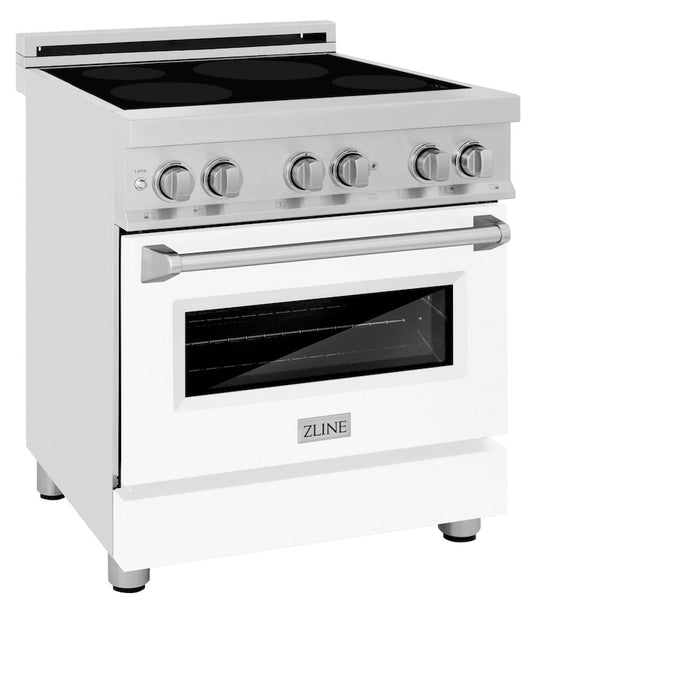 ZLINE 30 in. 4.0 cu. ft. Induction Range with a 4 Element Stove and Electric Oven in White Matte (RAIND-WM-30)