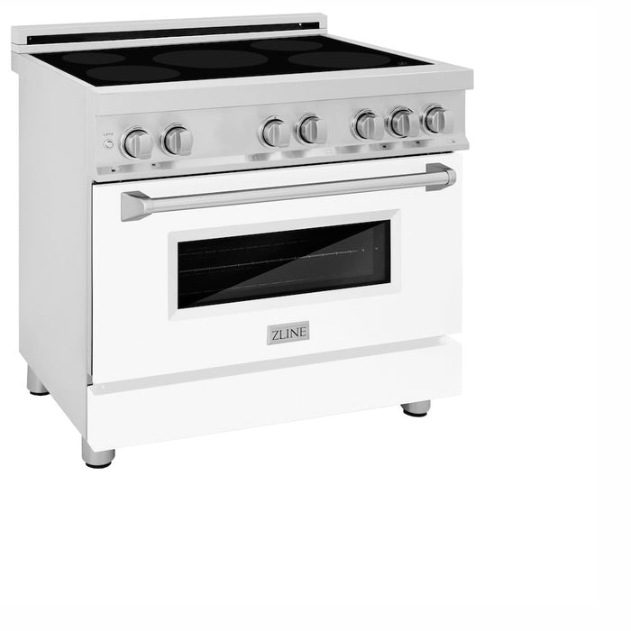 ZLINE 36 in. 4.6 cu. ft. Induction Range with a 5 Element Stove and Electric Oven in White Matte (RAIND-WM-36)