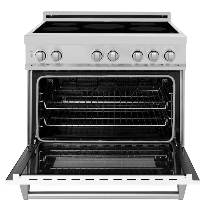 ZLINE 36 in. 4.6 cu. ft. Induction Range with a 5 Element Stove and Electric Oven in White Matte (RAIND-WM-36)