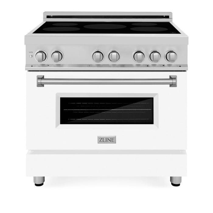 ZLINE 36 in. 4.6 cu. ft. Induction Range with a 5 Element Stove and Electric Oven in White Matte (RAIND-WM-36)