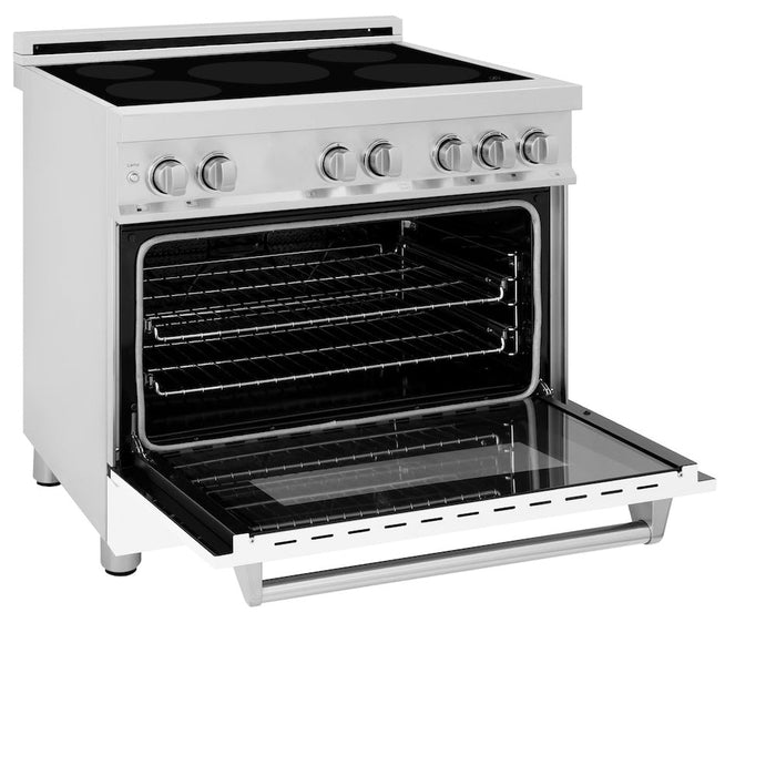 ZLINE 36 in. 4.6 cu. ft. Induction Range with a 5 Element Stove and Electric Oven in White Matte (RAIND-WM-36)