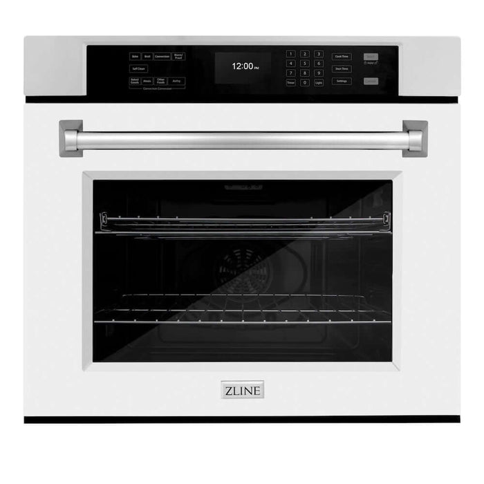 ZLINE 30 in. Professional True Convection Single Wall Oven with Air Fry and Self Clean in Stainless Steel with White Matte Door (WAS-WM-30)