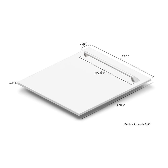 ZLINE 24 in. Tallac Series 3rd Rack Tall Tub Dishwasher in White Matte with Stainless Steel Tub, 51dBa (DWV-WM-24)