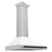 ZLINE Autograph Edition 36 in. Convertible Fingerprint Resistant DuraSnow® Stainless Steel Range Hood with White Matte Shell and Accent Handle (KB4SNZ-WM36)