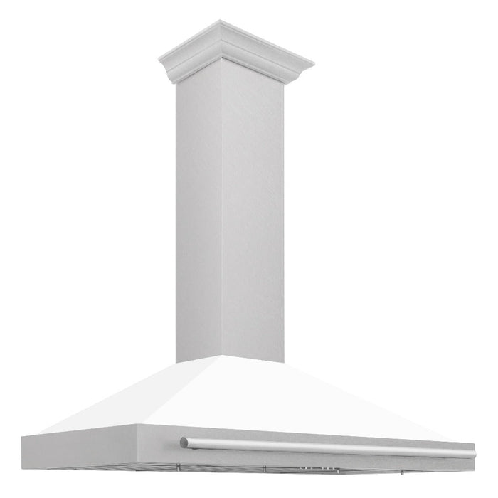 ZLINE 48 in. Convertible Fingerprint Resistant DuraSnow® Stainless Steel Range Hood with Colored Shell Options and Stainless Steel Handle (KB4SNX-48)