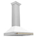 ZLINE Autograph Edition 36 in. Convertible Fingerprint Resistant DuraSnow® Stainless Steel Range Hood with White Matte Shell and Accent Handle (KB4SNZ-WM36)