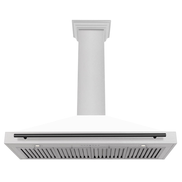 ZLINE Autograph Edition 48 in. Convertible Fingerprint Resistant DuraSnow® Stainless Steel Range Hood with White Matte Shell and Accent Handle (KB4SNZ-WM48)