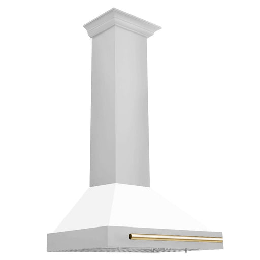 ZLINE Autograph Edition 30 in. Convertible Stainless Steel Range Hood with White Matte Shell and Accents (KB4STZ-WM30)