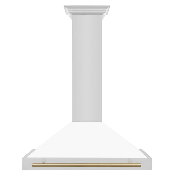 ZLINE Autograph Edition 36 in. Convertible Stainless Steel Range Hood with White Matte Shell and Accents (KB4STZ-WM36)