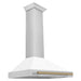 ZLINE Autograph Edition 36 in. Convertible Stainless Steel Range Hood with White Matte Shell and Accents (KB4STZ-WM36)