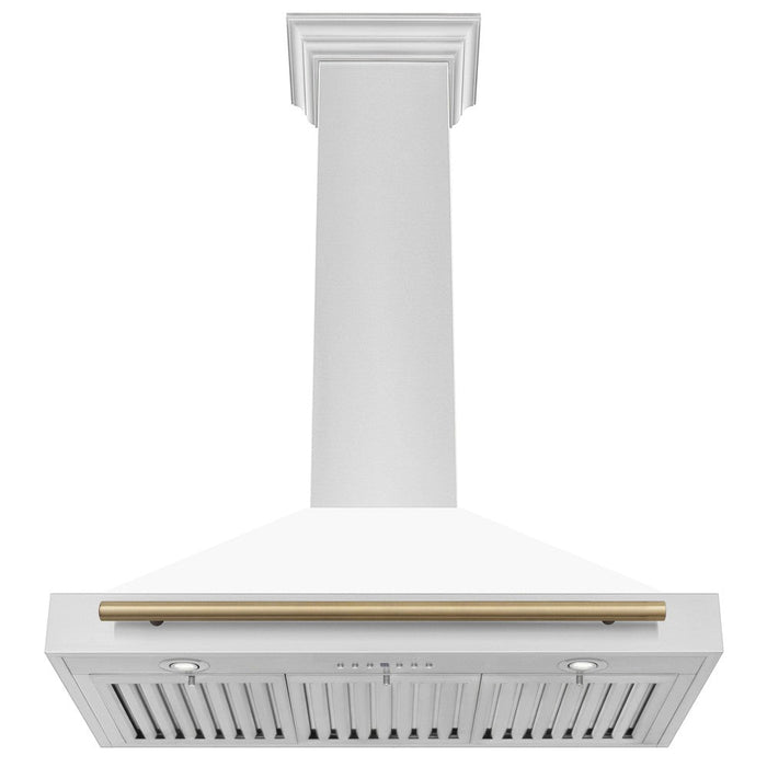 ZLINE Autograph Edition 36 in. Convertible Stainless Steel Range Hood with White Matte Shell and Accents (KB4STZ-WM36)