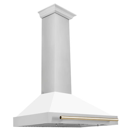 ZLINE Autograph Edition 36 in. Convertible Stainless Steel Range Hood with White Matte Shell and Accents (KB4STZ-WM36)