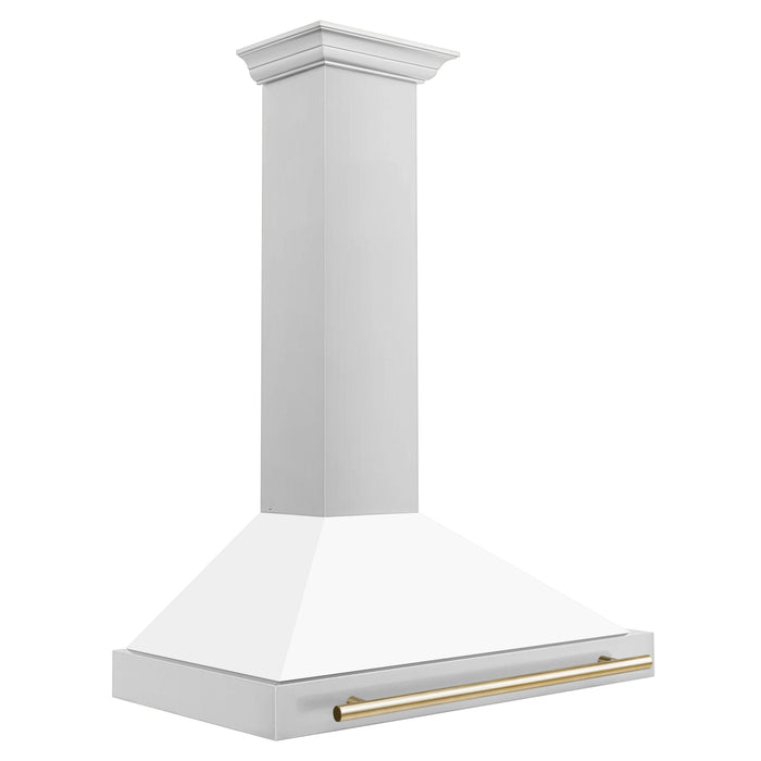 ZLINE Autograph Edition 36 in. Convertible Stainless Steel Range Hood with White Matte Shell and Accents (KB4STZ-WM36)