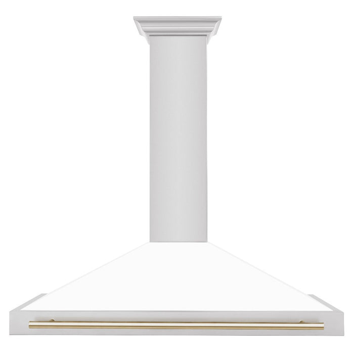 ZLINE Autograph Edition 48 in. Convertible Stainless Steel Range Hood with White Matte Shell and Accents (KB4STZ-WM48)