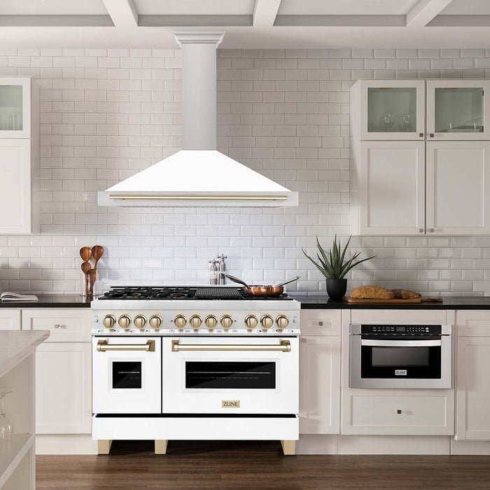 ZLINE Autograph Edition 48 in. Convertible Stainless Steel Range Hood with White Matte Shell and Accents (KB4STZ-WM48)