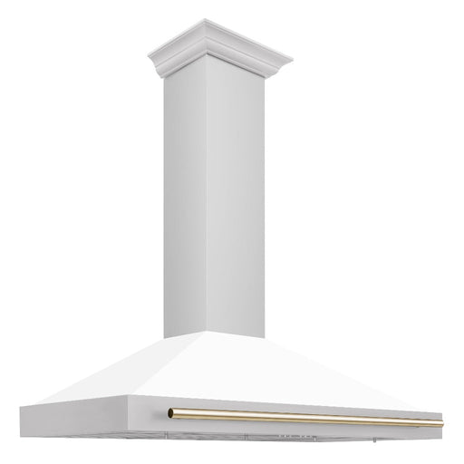 ZLINE Autograph Edition 48 in. Convertible Stainless Steel Range Hood with White Matte Shell and Accents (KB4STZ-WM48)