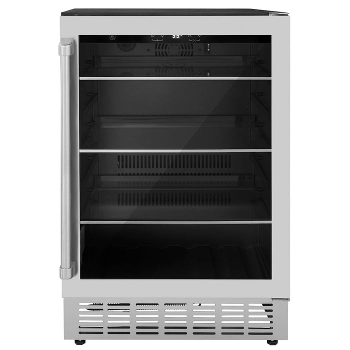 ZLINE 48 in. Kitchen Package with Stainless Steel Dual Fuel Range, Range Hood, Microwave Drawer, Tall Tub Dishwasher and Beverage Fridge (5KP-RARH48-MWDWV-RBV)