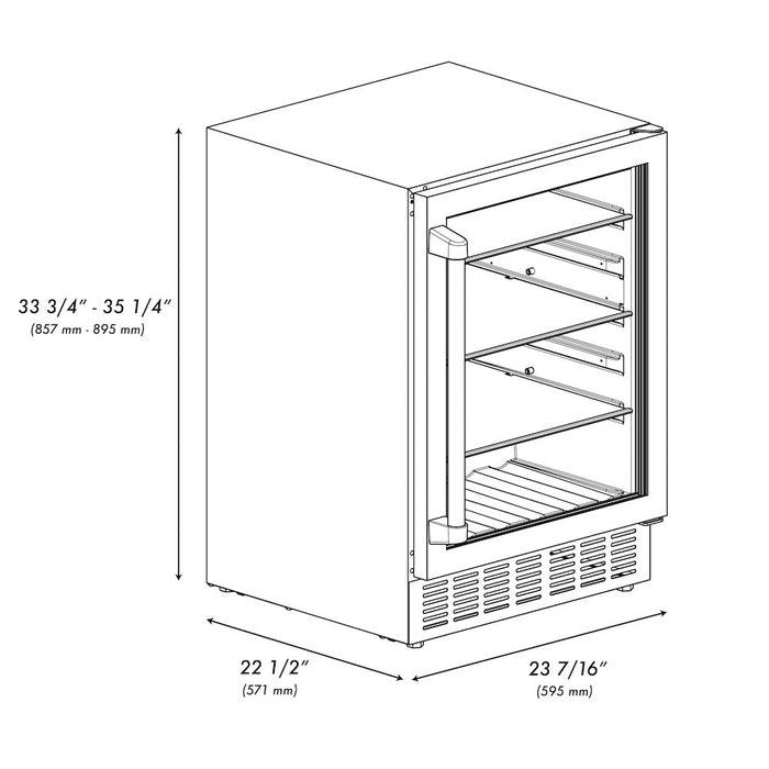 ZLINE Kitchen Package with Refrigeration, 48 in. Stainless Steel Dual Fuel Range, 48 in. Range Hood, Microwave Drawer, 24 in. Tall Tub Dishwasher and Beverage Fridge (6KPR-RARH48-MWDWV-RBV)