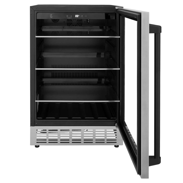 ZLINE 24" Monument Autograph Edition 154 Can Beverage Fridge in Stainless Steel with Matte Black Accents (RBVZ-US-24-MB)